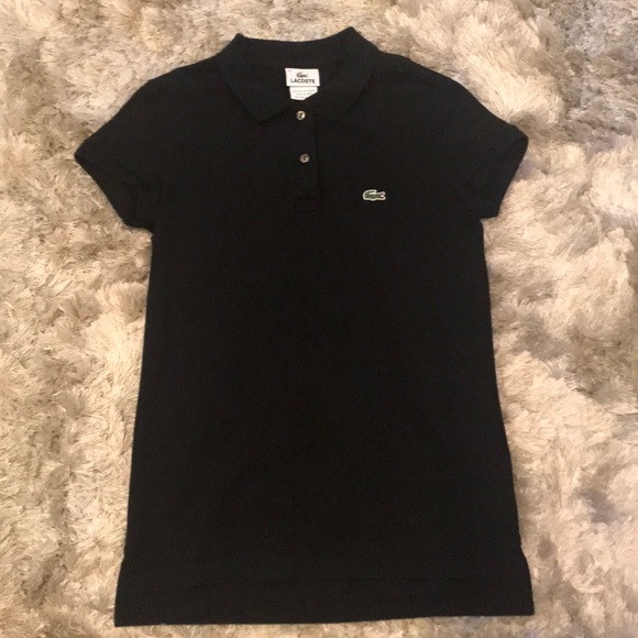 Lacoste Tops - Women's Lacoste Short- Sleeved Black Polo